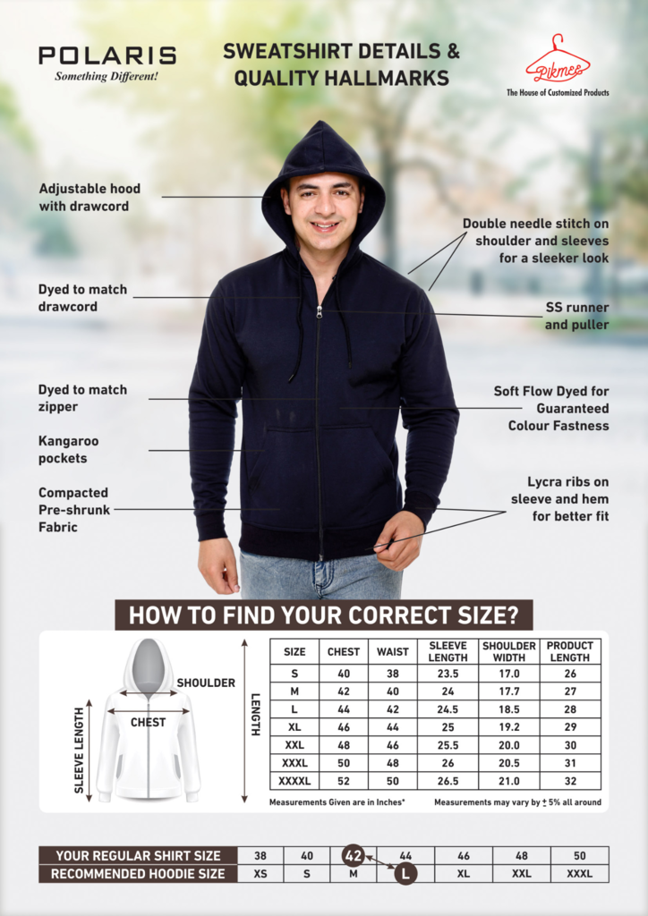 Polaris - Premium Hoodie Sweatshirt with Front Zip and Pockets