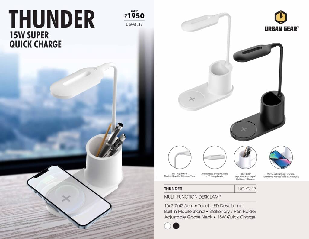 Thunder - LED Touch Lamp with Wireless Mobile Charging