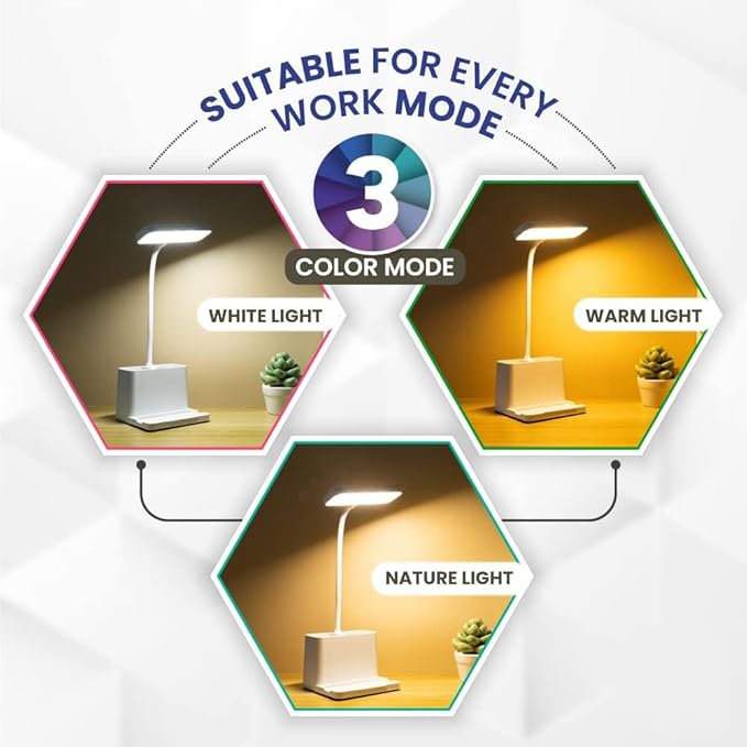 DESKLITE - LED Desk Lamp with Pen Holder & Adjustable Neck