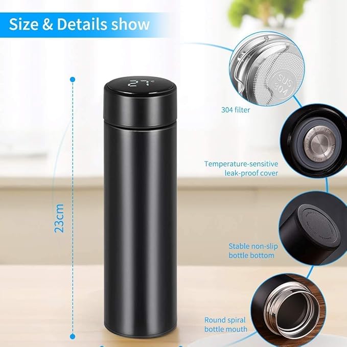 Hot and Cold Smart Vacuum Flask with Temperature Display - 500 ML