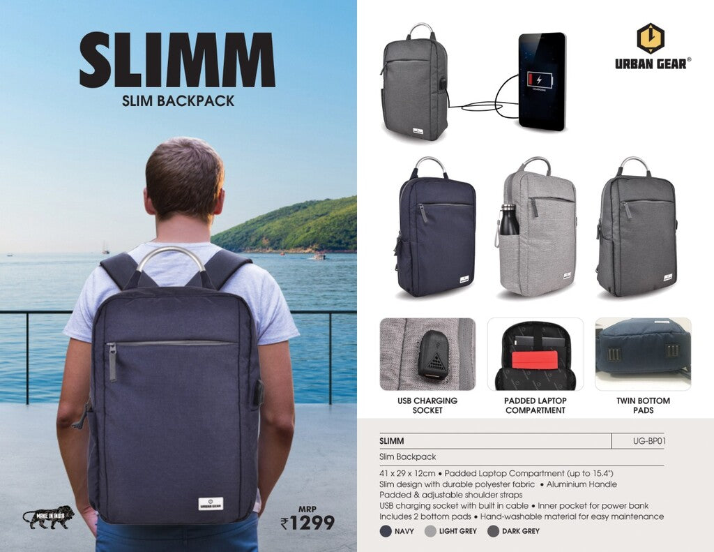 Padded Laptop Backpack with Aluminium handle & USB Charging