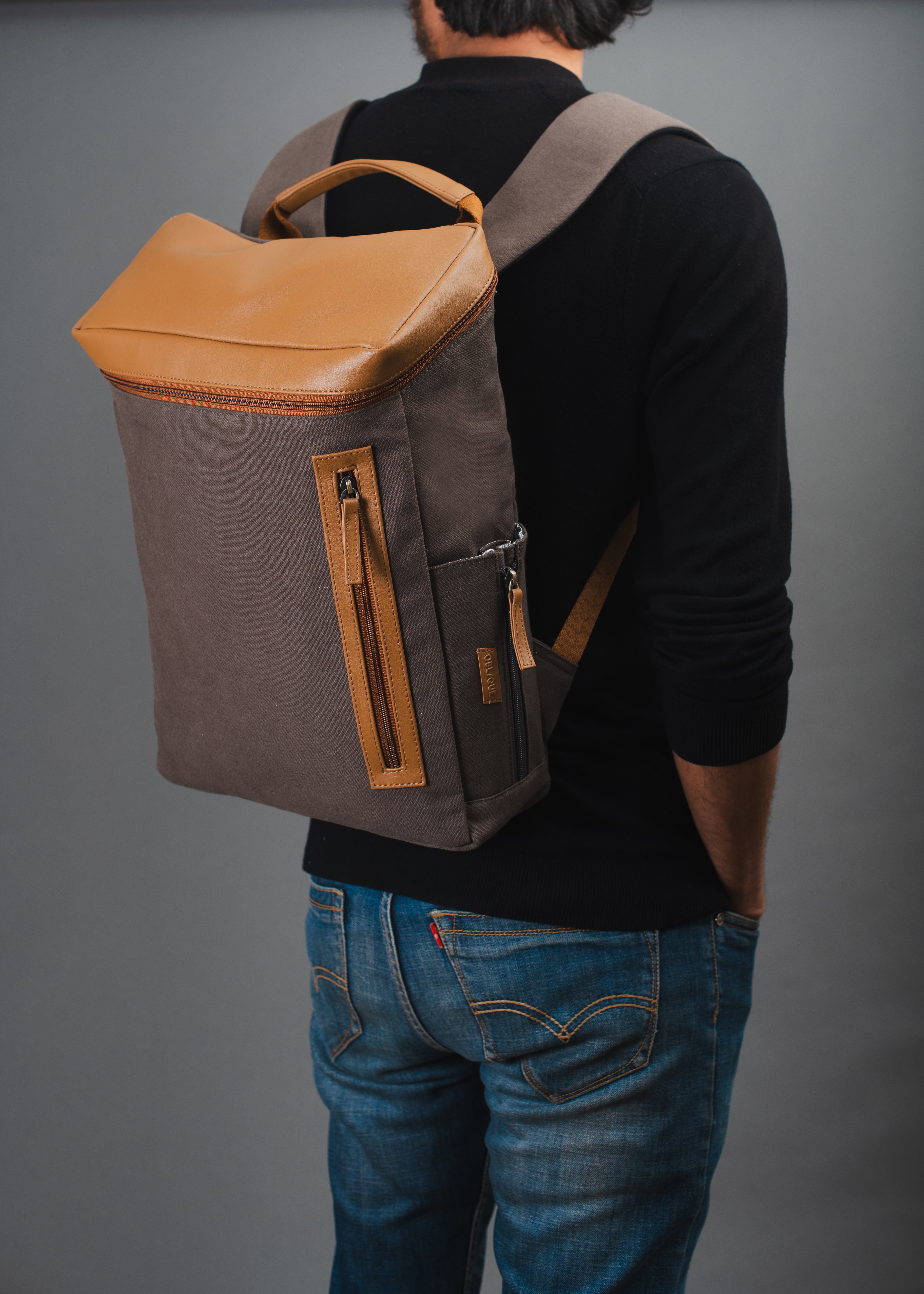 Flash - Laptop Backpack- Charcoal and Khaki