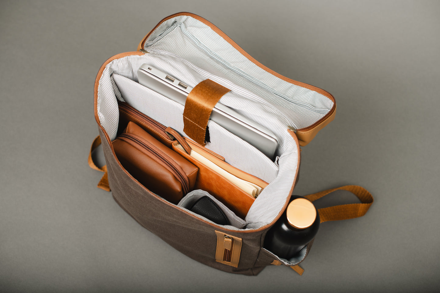 Flash - Laptop Backpack- Charcoal and Khaki