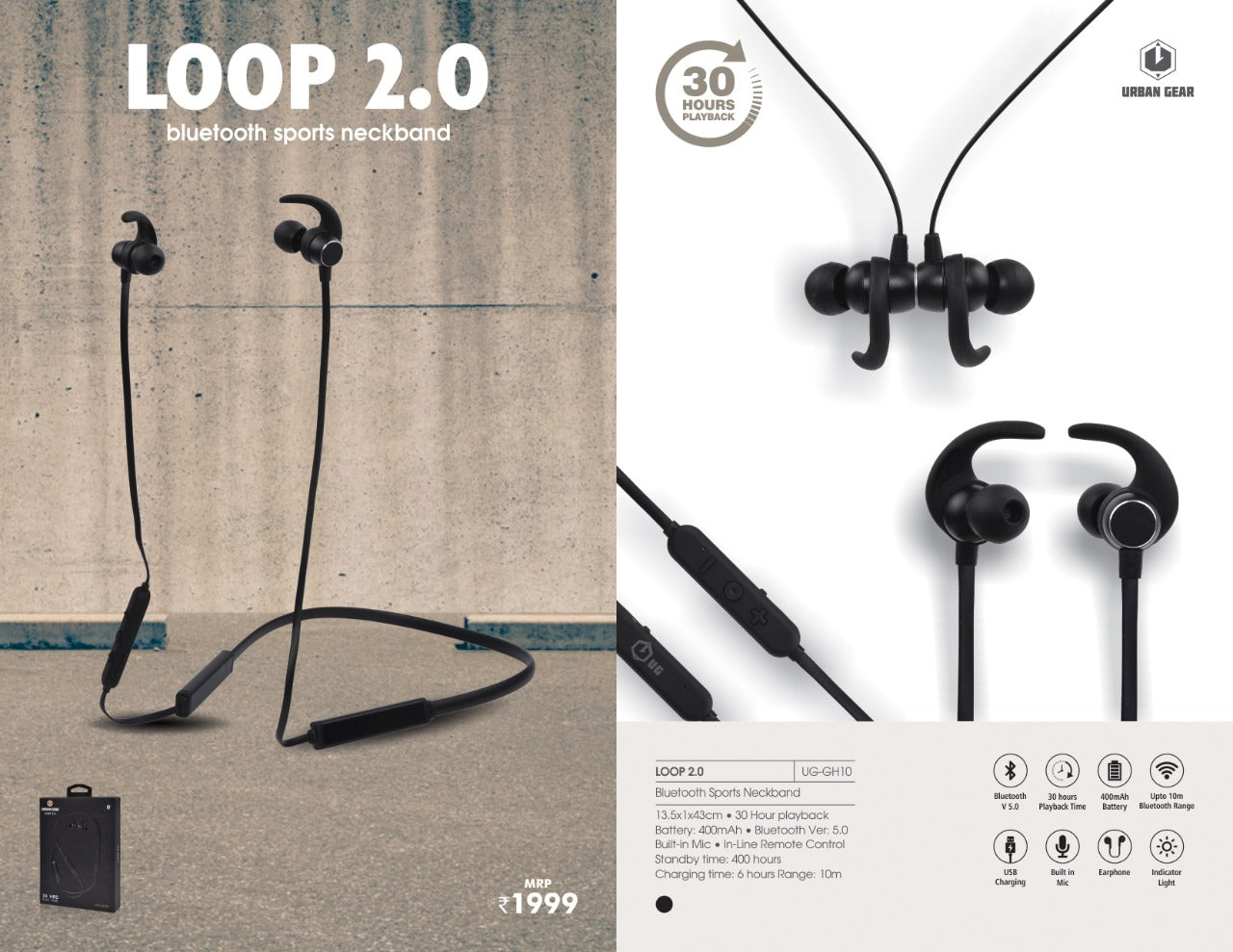 Bluetooth Sports Neckband with Upto 30 Hours Playback