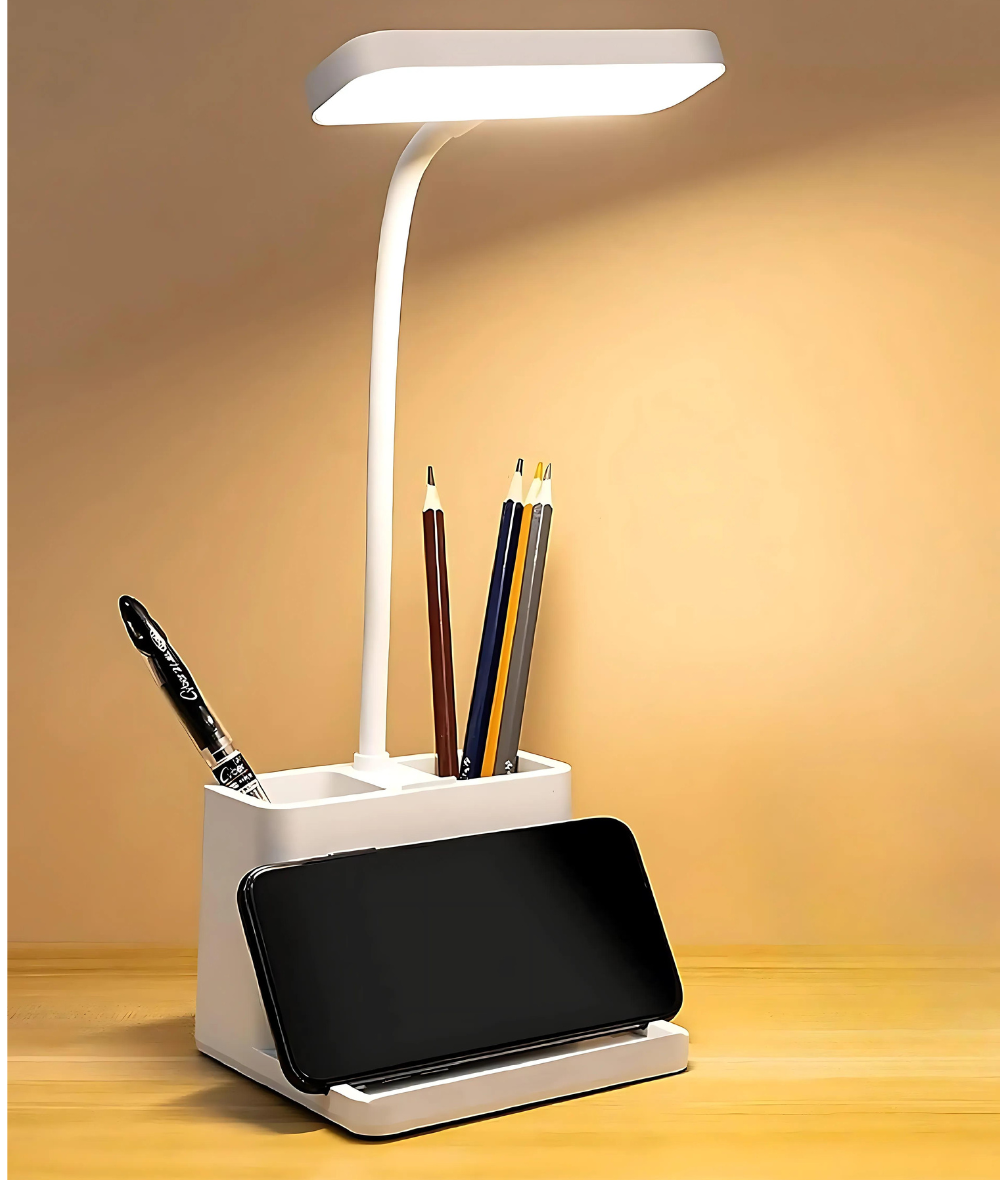 DESKLITE - LED Desk Lamp with Pen Holder & Adjustable Neck
