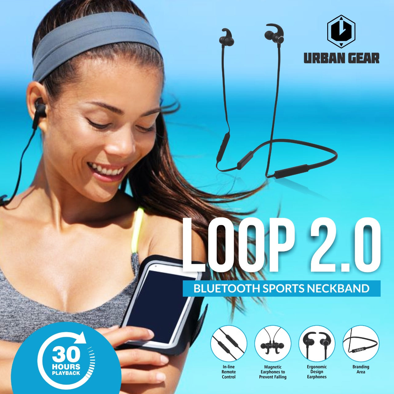 Bluetooth Sports Neckband with Upto 30 Hours Playback