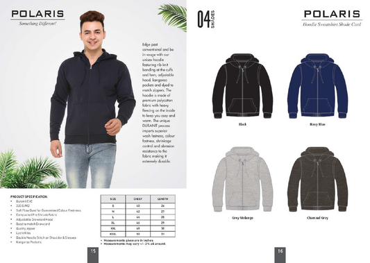 Polaris - Premium Hoodie Sweatshirt with Front Zip and Pockets