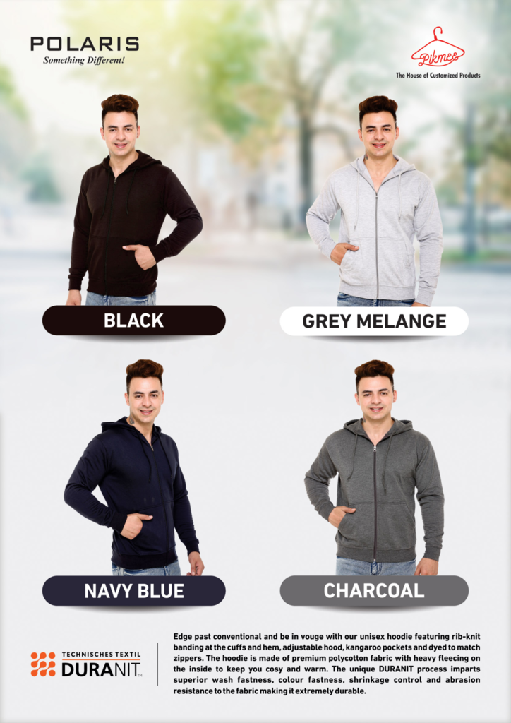 Polaris - Premium Hoodie Sweatshirt with Front Zip and Pockets