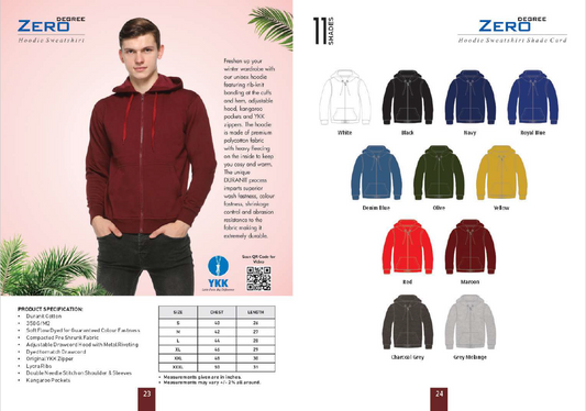 Zero Degree - Hoodie Sweatshirt with Zip and Pockets
