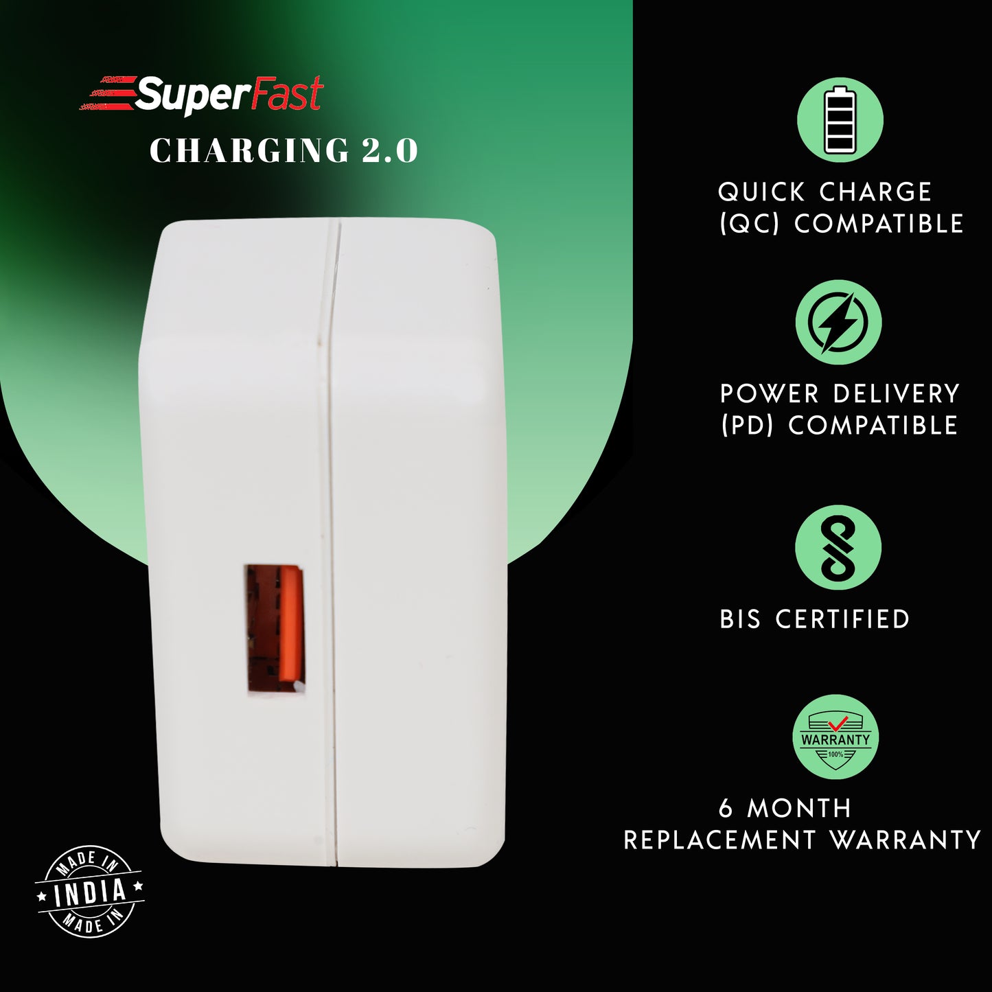 VICTEL® 22.5W Wall Charger | Compact Adapter | Fast Charger | All QUALCOMM QC Products Supported