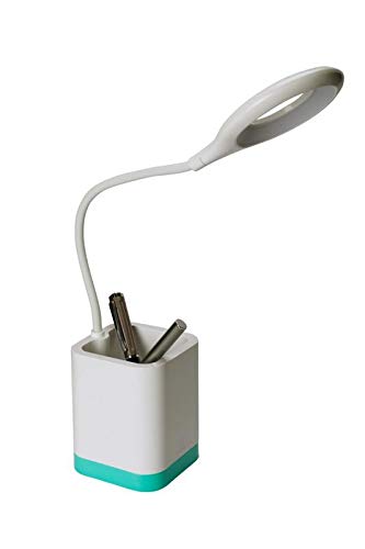Flexible Neck LED Study Lamp with Pen Stand, Rechargeable, Touch-Sensitive Switch