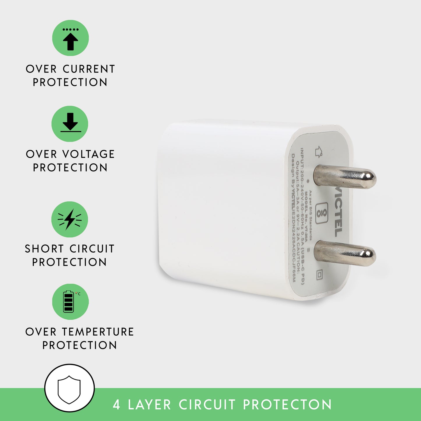 VICTEL® 20W USB Type-C Wall Charger | Ultra-Compact Adapter | Compatible for iPhone
