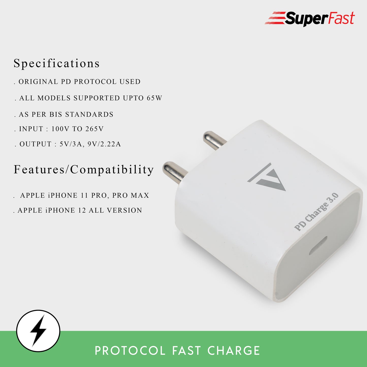 VICTEL® 20W USB Type-C Wall Charger | Ultra-Compact Adapter | Compatible for iPhone