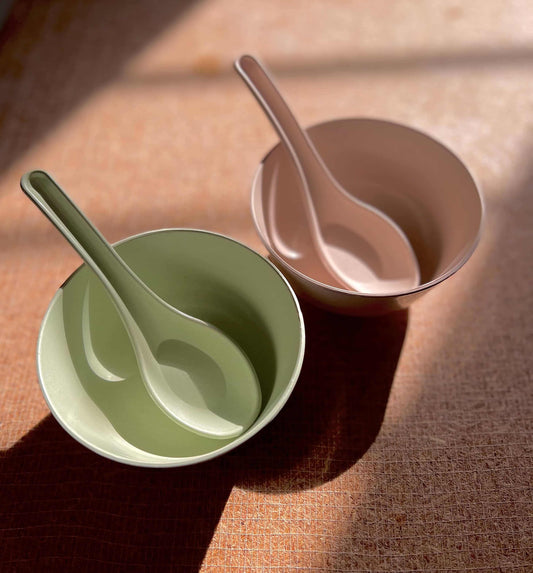 Eco-Friendly, BPA Free, Food Grade Bamboo Soup Bowls with Spoon (Set of 4)