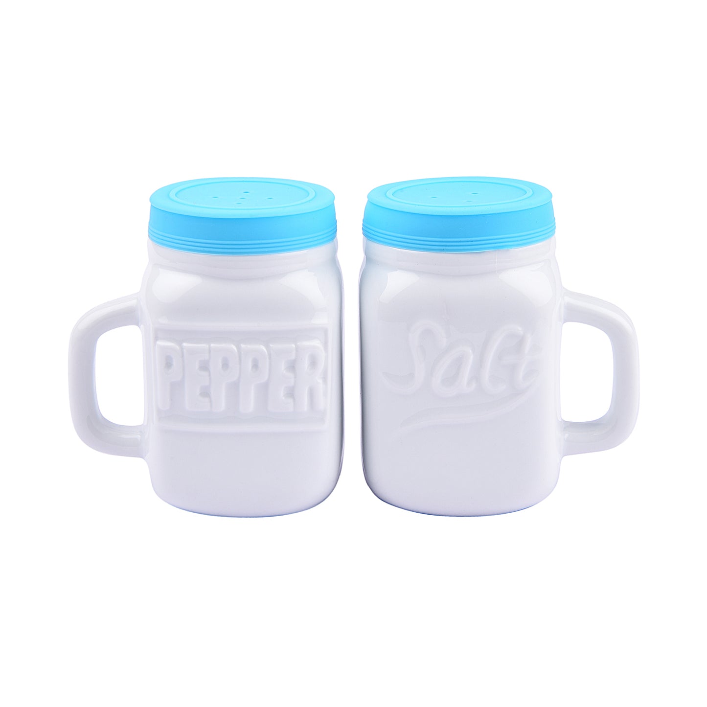 Ceramic Salt and Pepper Shaker with Silicone Lid(Mason Jar)(Set of 2)