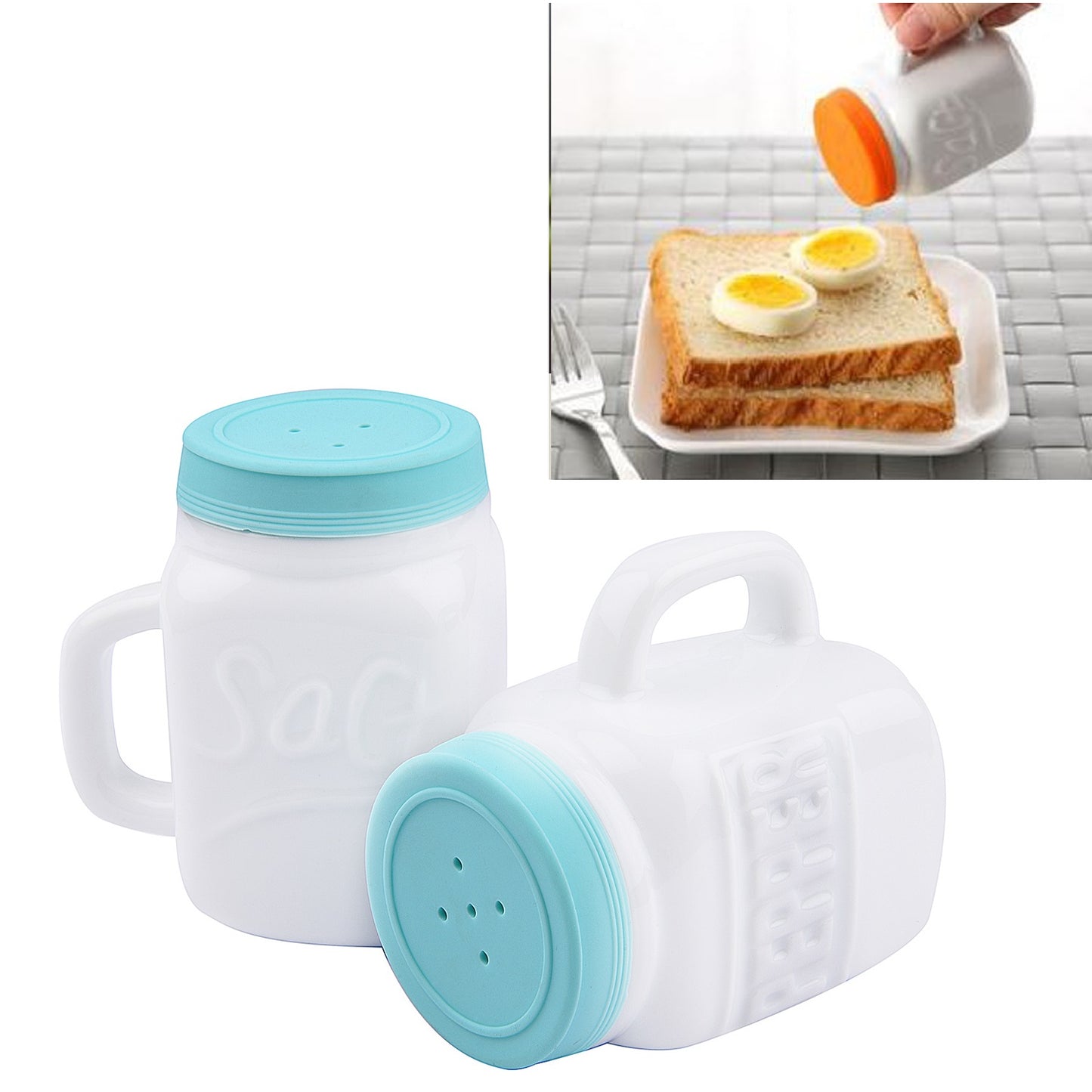 Ceramic Salt and Pepper Shaker with Silicone Lid(Mason Jar)(Set of 2)