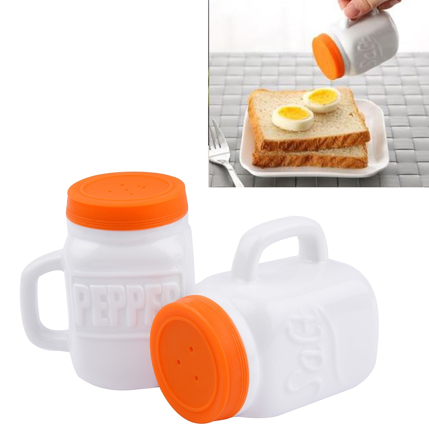 Ceramic Salt and Pepper Shaker with Silicone Lid(Mason Jar)(Set of 2)