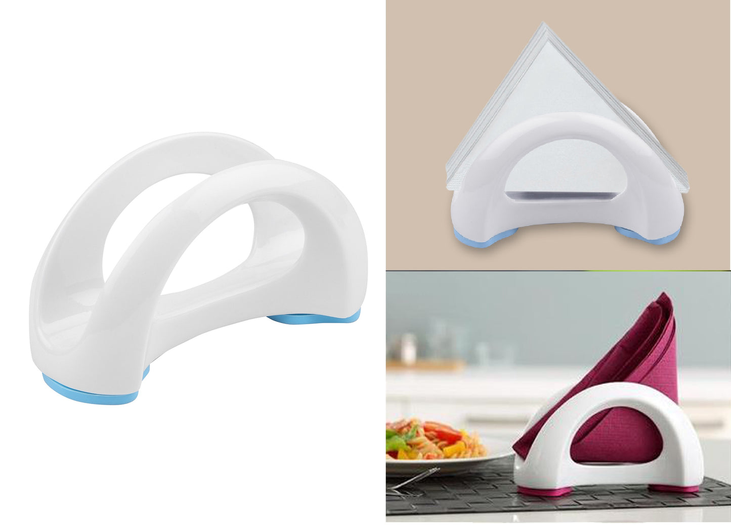 Ceramic Napkin Holder with Anti-Slip Silicone Base (Set of 1)