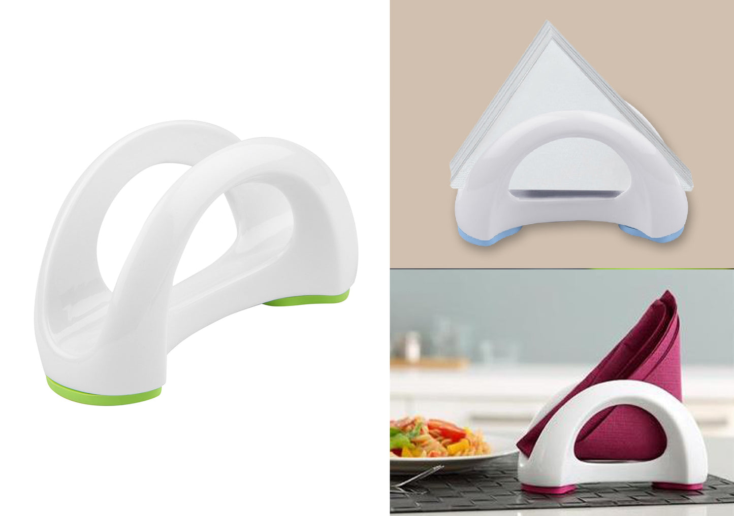 Ceramic Napkin Holder with Anti-Slip Silicone Base (Set of 1)