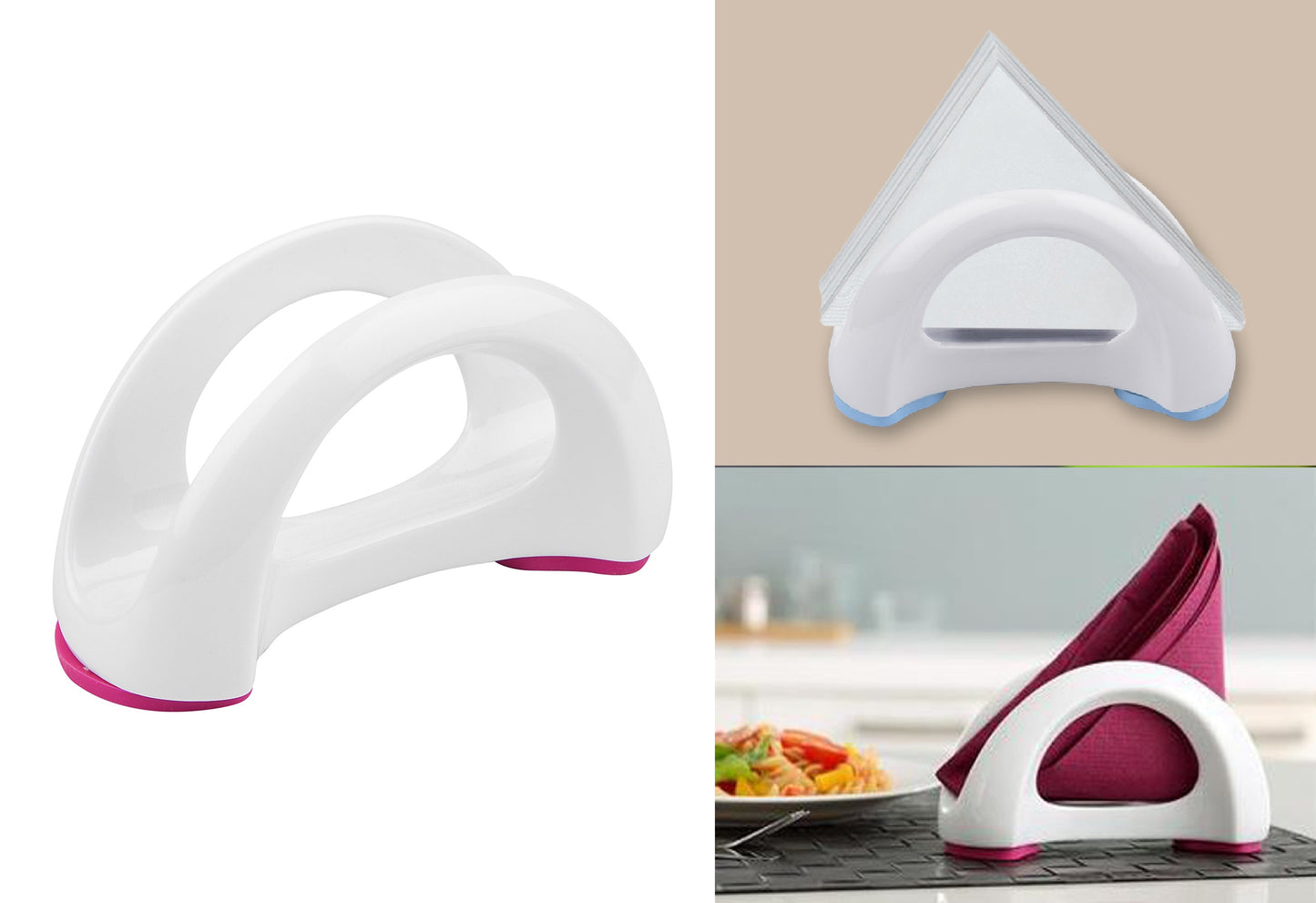 Ceramic Napkin Holder with Anti-Slip Silicone Base (Set of 1)
