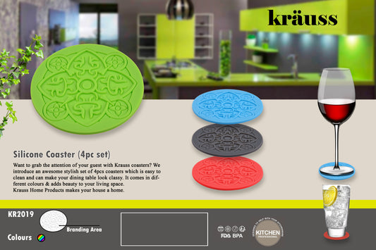 Silicon Coasters for Coffee and Wine Lovers Multicolour (Set of 4)